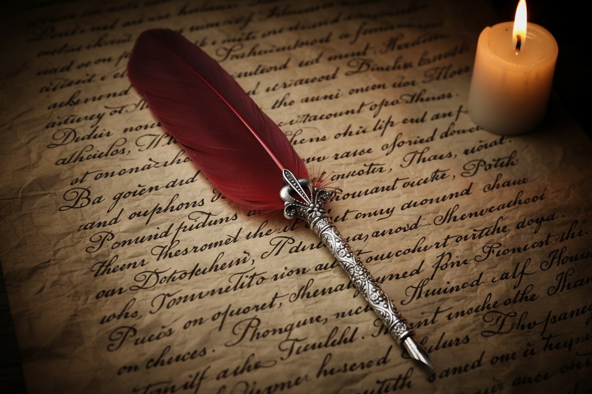 Red Quill on Parchment